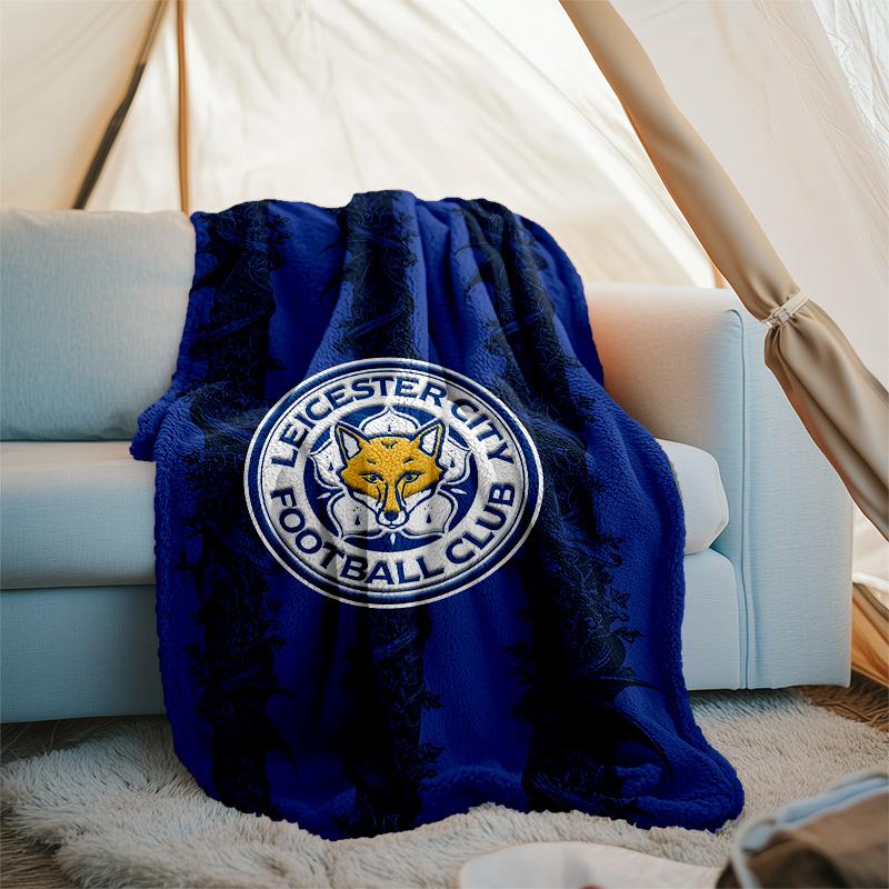 1pc Leicester City FC Theme Blanket - Digital Print, Polyester, Cozy for All Seasons, Perfect for Outdoor, and Travel