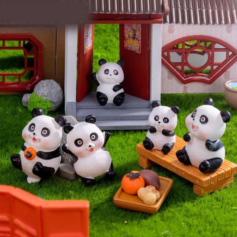 Resin Diy Panda Figurines Microlandscape Craft Set Miniature Tea Decor Party