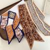 Long Neck Strap Flower Pattern Hair Band Fashion Floral Silk Scarf