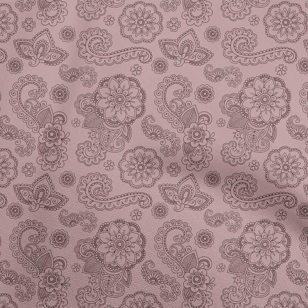 oneOone Cotton Flex Dark Olive Green Fabric Asian Paisley Quilting Supplies Print Sewing Fabric By The Yard 40 Inch