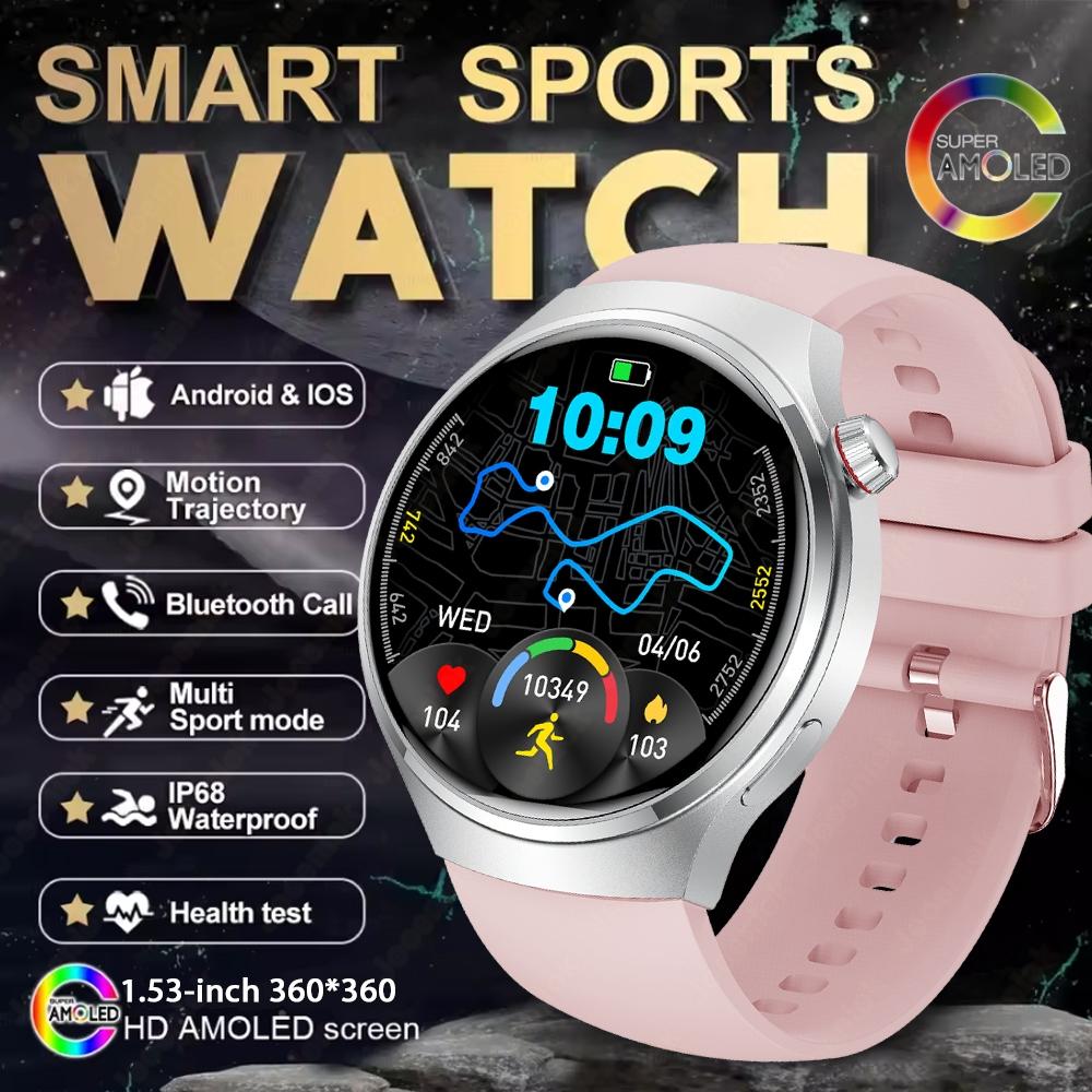 Новые смарт-часы Watch 4 PRO Мужские GPS-трекер 150+ спортивных режимов Водонепроницаемые часы 1,53-дюйма Пульсометр Bluetooth-звонок Смарт-часы