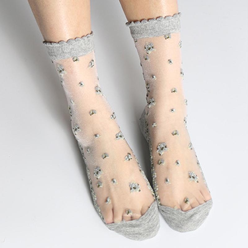Дышащие ультратонкие носки, летние прозрачные эластичные короткие носки с розовым цветком для девочек, женские носки