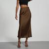 Women Midi Skirt Mid-rise A-Line Solid Color Fishtail Skirt Smooth Fabric Office Lady Skirt Daily Wear