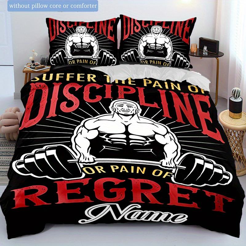 Weightlifting Customize Your Name Duvet Cover Softbedding Set For Bedroom Guest Room And Dorm Decoration Threepiece Set Includes 1 Duvet Cover 2