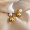 Korean Fashion Unique Women's Earrings Personality New Trend Pearl Stud Earrings Light Luxury Temperament Daily Zircon DREJEW