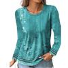 Spring and Autumn Round Neck 3D Floral and Paisley Printed Top Fashionable Casual Long Sleeved Women's T-shirts