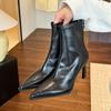 2025 Новые женские ботильоны на высоком каблуке с острым носком, осенне-зимние, женские элегантные современные короткие ботильоны