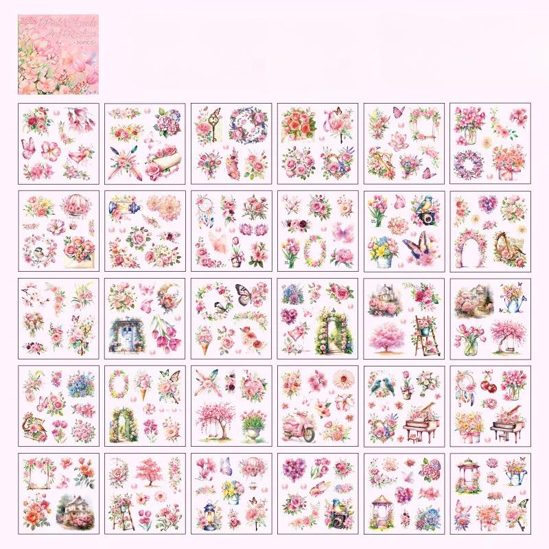 30 шт. Горный цветок бабочка нарезка пленка наклейка наклейка книга ПЭТ наклейка наклейка книга ручной работы коллаж материал