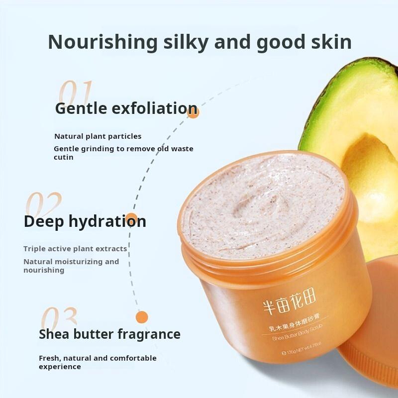 Shea Butter Body Scrub Cream 135g, Pack of 2 Jars, with Body Lotion Tube