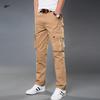 Высококачественные повседневные брюки для мужчин, свободные брюки-карго с несколькими карманами, модные черные брюки для работы