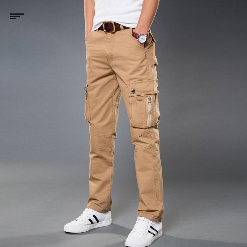 Высококачественные повседневные брюки для мужчин, свободные брюки-карго с несколькими карманами, модные черные брюки для работы