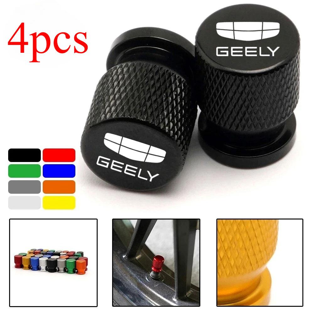 4pcs Car Wheel Tire Valve Caps Tyre Stem Covers Airdust Waterproof for Geely Atlas Coolray Emgrand EC7 EC8 X7 EX7 CK2
