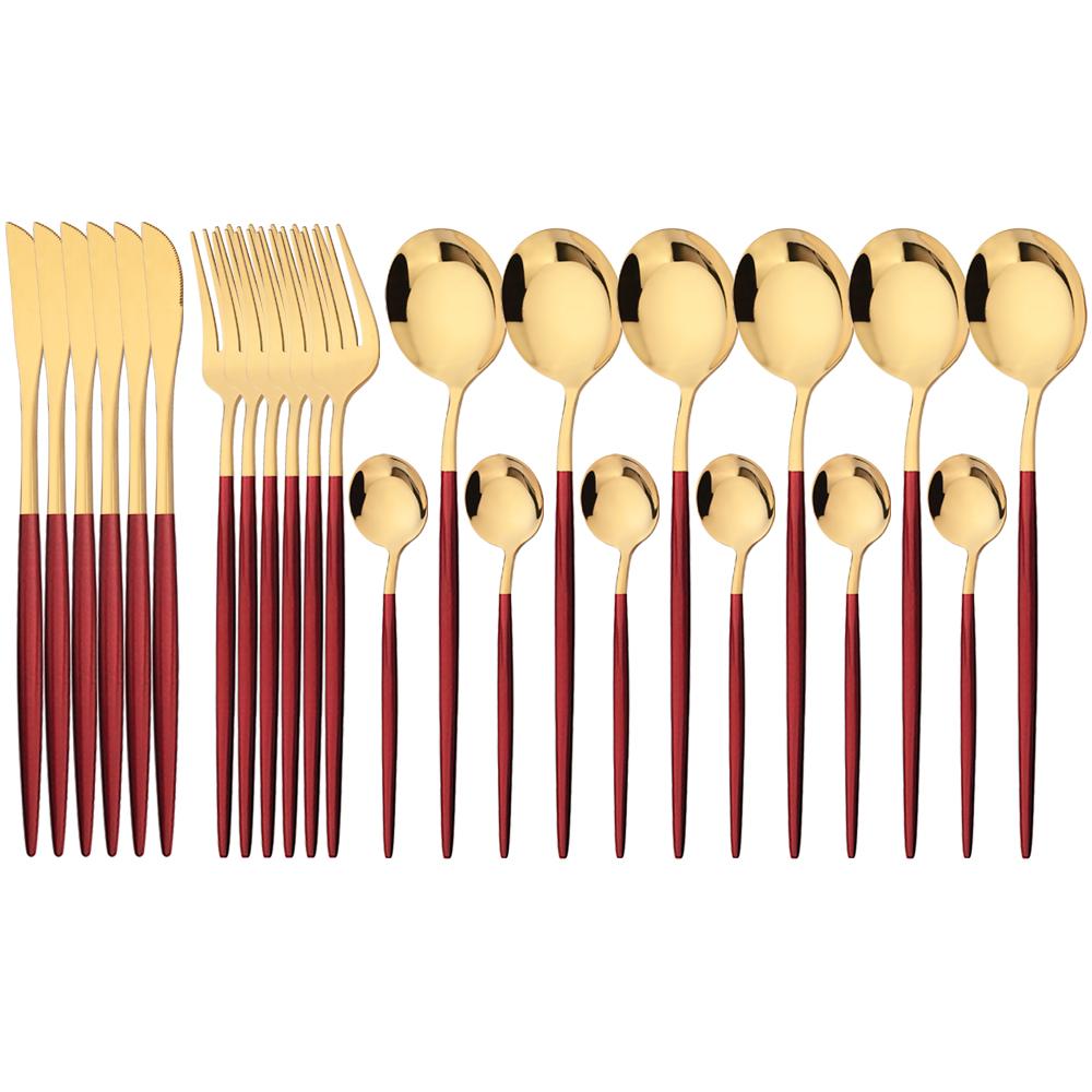 Новинка, 24 шт., мятно-золотой набор столовой посуды, нож, вилка, кофейная ложка, столовые приборы, столовые приборы в стиле вестерн из нержавеющей стали, столовые приборы, столовые приборы Kiechen, серебро