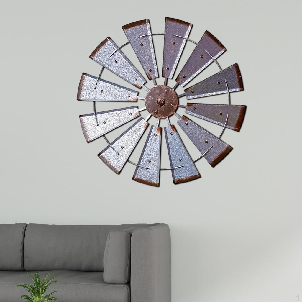 Windmill Wall Sculpture Hanging Ornament Decoration Craft Rustic Decor Iron Art for Office
