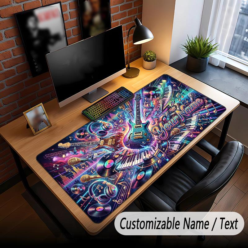 Music General Theme Custom Mouse Pad Personalized With Name Text Customized Desk Mat For Office Home Decor