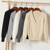 Korean V-Neck Knitted Cardigan: Women's Long Sleeve, Versatile Spring & Autumn Top.