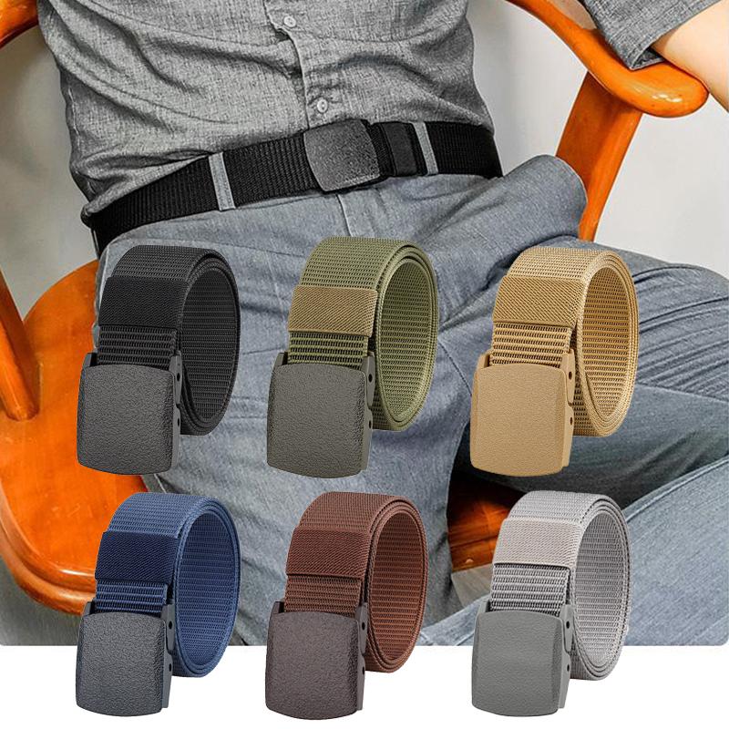 Men and Women Outdoor 1.5inch Wide Working Tactical Waist Belt for Airport Friendly Nylon Canvas Belt with Plastic Buckle