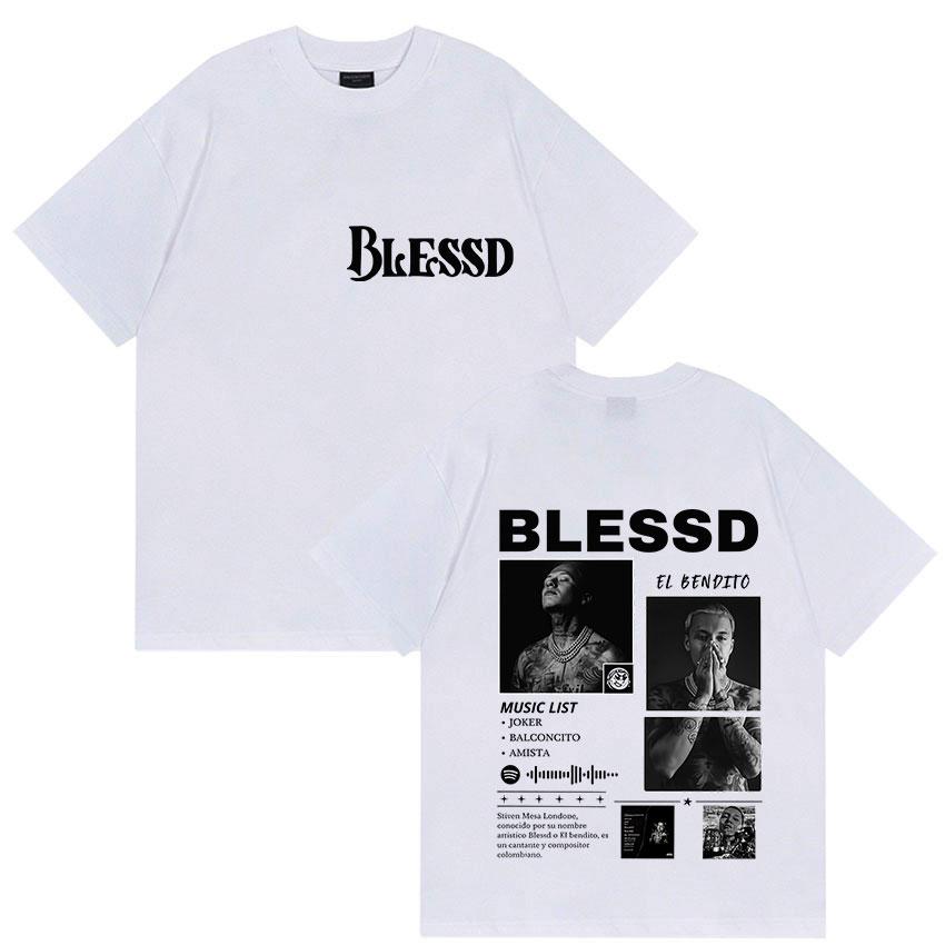Rap Singer Blessing Bendecido Tour 2025 Summer Mens Womens Fashion Pop Music Hip Hop Gothic Pure Cotton Short Sleeved Tshirt