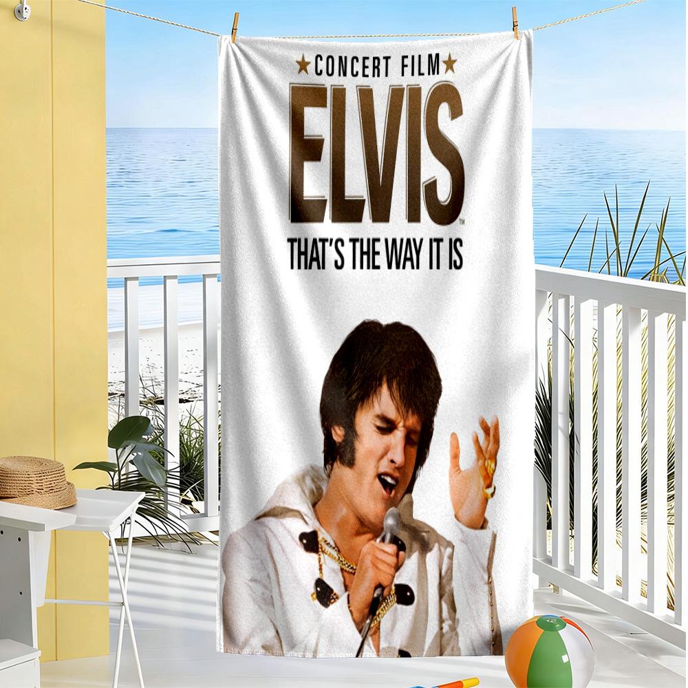Golden Elvis Anniversary Beach Towel Super Soft Microfiber Quickdry Fabric Comfortable Lightweight