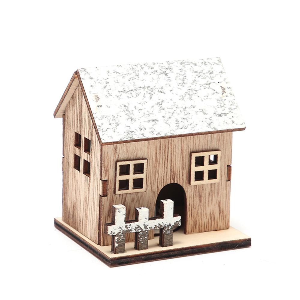 Luminous Design LED Wooden House Wooden Material Christmas Tree Ornaments For Kids Gifts