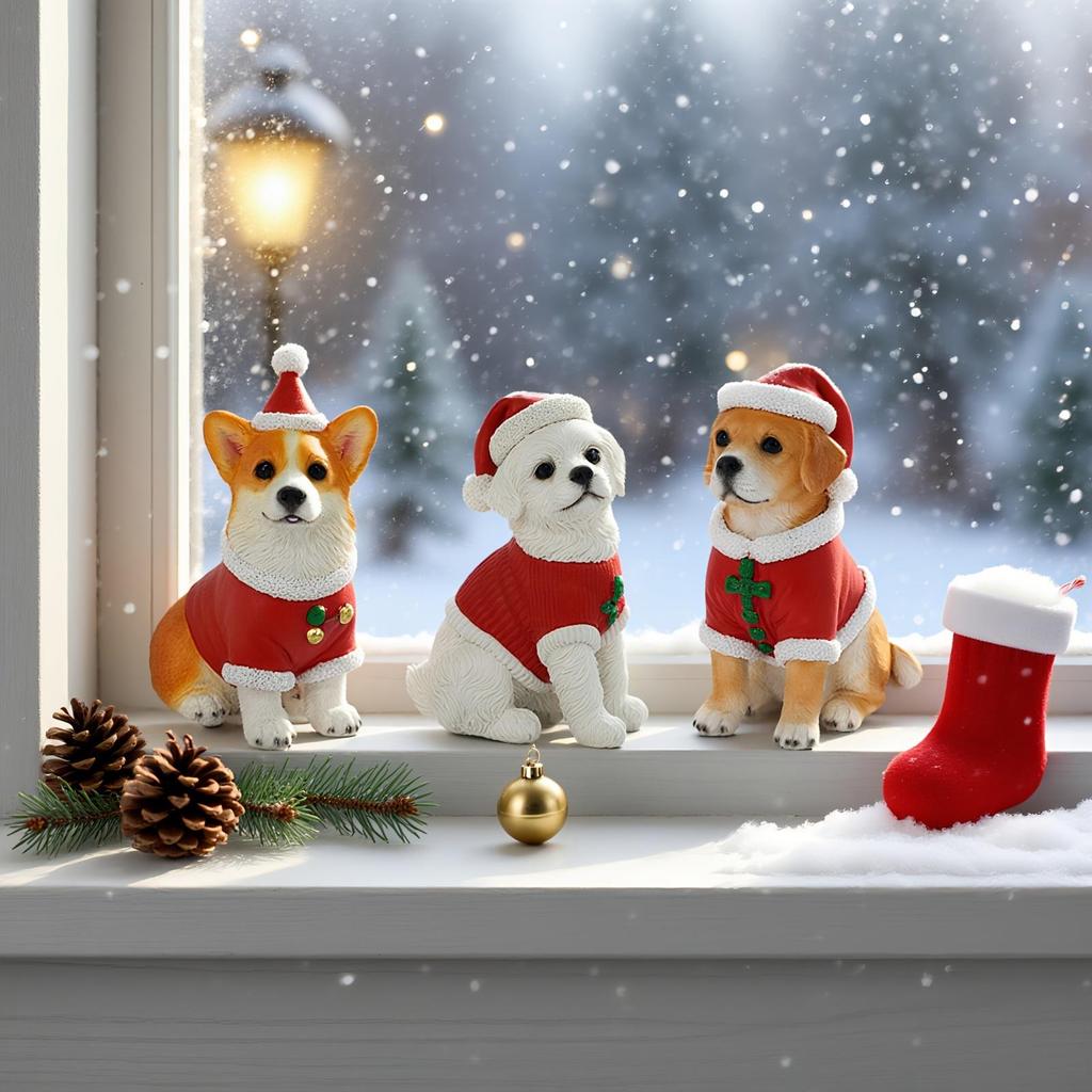 Рождественская собака из смолы Милый КоргиБигль Лабрадор в рождественской шапке и свитере Рождественское украшение