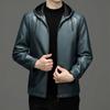 Куртка из натуральной кожи, мужская куртка для отца-зимы, повседневная плюшевая куртка с капюшоном, большая кожаная куртка среднего возраста на весну и осень