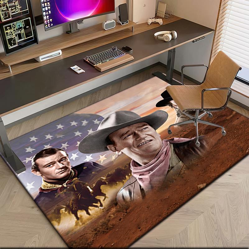 1pc John Wayne's Western Cowboy Trail Carpet Rug for Living Room Bedroom Home Sofa Decoration,Kids play Non-slip Floor Mat