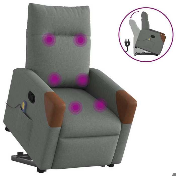 VidaXL Reclining Massage Armchair Dark Grey Fabric 3324015