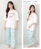 SAZAC Cinnamoroll Pajama Set for Cotton Short Long and Top X Women, Jersey, Sleeves, Pants, T-Shirt, (White Mint/Medium/SAN1806)
