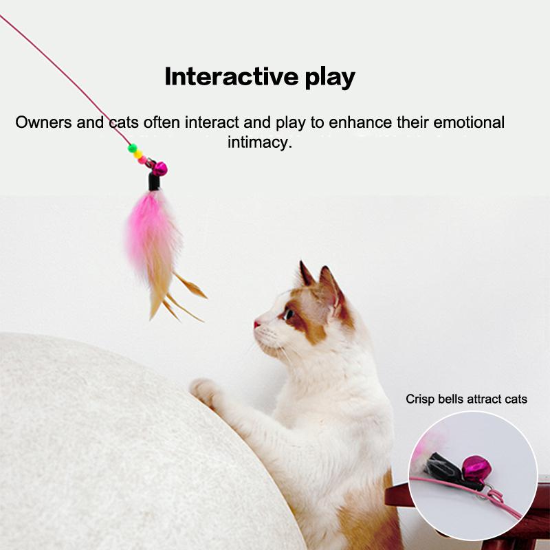 1/10Pcs Funny Simulation Feather Cat Toy Interactive Pet Cat Toy Kitten Playing Teaser Wand Toy Replacement Head Pet Supplies