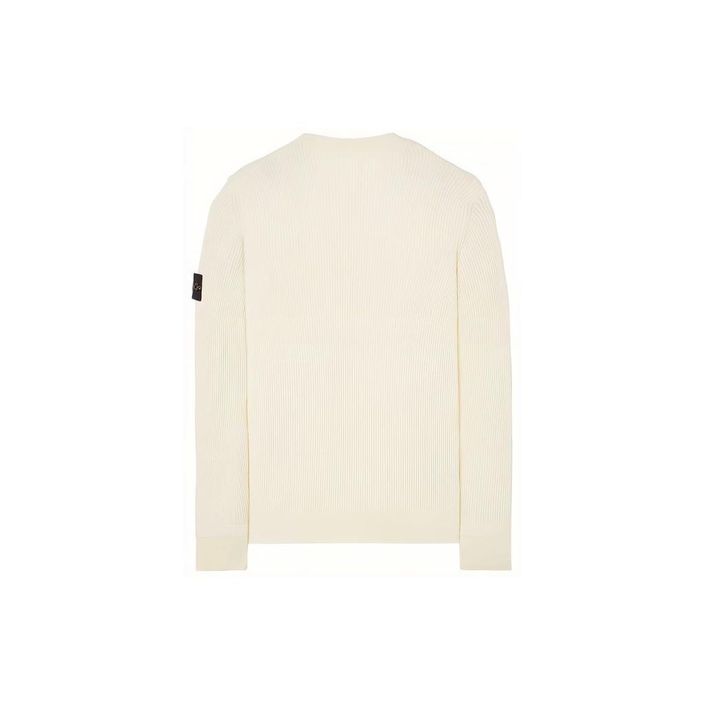 STONE ISLAND FW22 Solid Logo Patch Crew Neck Wool Sweater Men Sweater Natural-White 7715553C2-V0080