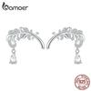 BAMOER серьги-гвоздики из стерлингового серебра 925 пробы с перьями, серьги-капли с цирконием для женщин, подарок, модные изящные ювелирные изделия