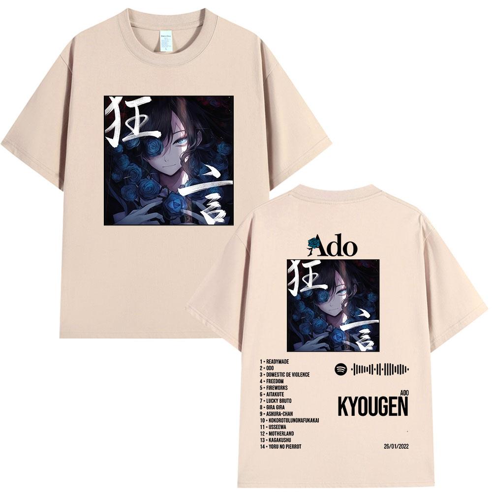 Ado World Tour 2025 Hibana Kyougen Футболка Мужская Женская Одежда Модная Футболка Хлопок Повседневная С Коротким Рукавом Оверсайз Футболки Топы