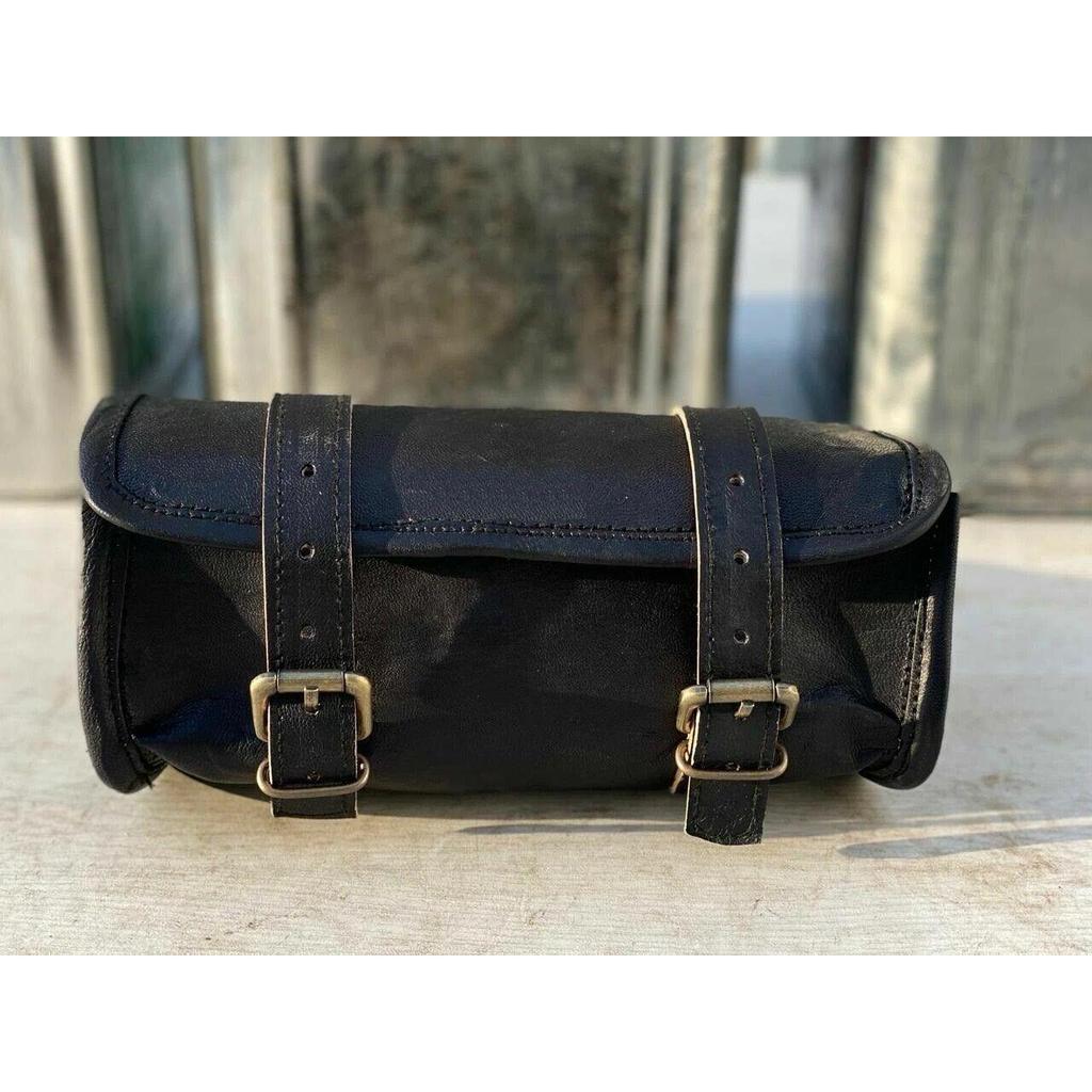 Кожаный Маленький Подсумок для Инструментов Черный Новый Весь Мотоциклетный Багаж Передняя Вилка Боковая Сумка