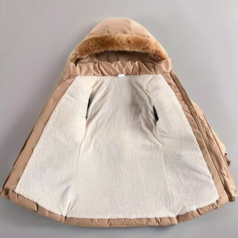 Зимнее хлопковое пальто на толстом флисе для девочек, модный стиль, средней длины, с приталенным дизайном