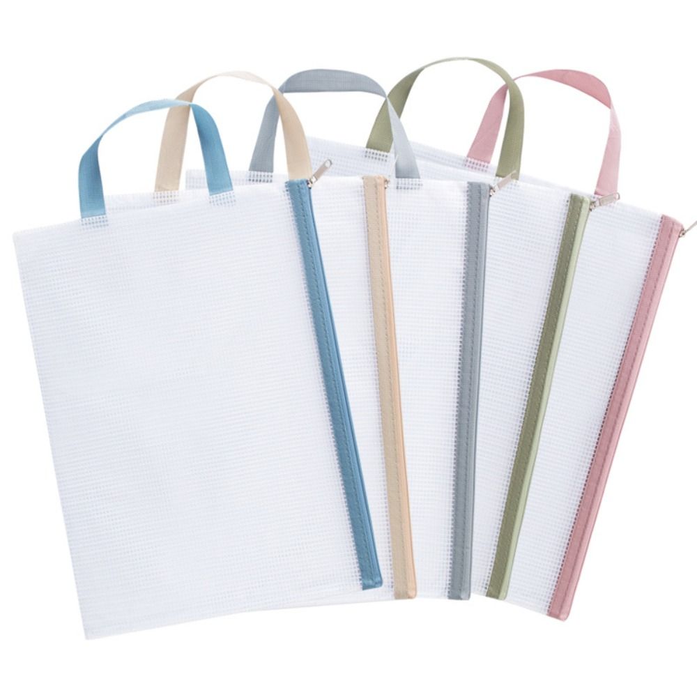 Transparent A4 File Folder Bag Waterproof Document Bag Mesh Zipper Storage Bag  School Office