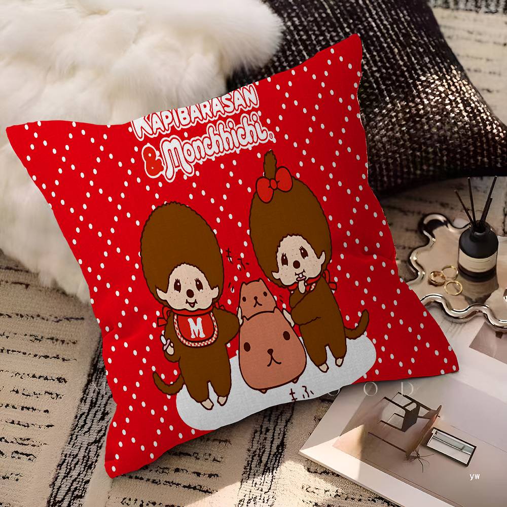 Anime M-Monchhichi Personalized Pillow Cover Kids Bedroom Wild Party Decor Pillowcase Kid Birthday Shower Gift