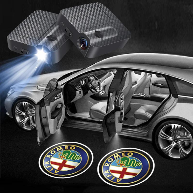 1/2Pcs Car Door Logo Light Led HD Projector Lamp For Alfa Romeo Sportiva Giulia Giulietta 159 156 Stelvio Auto Accessory zl5