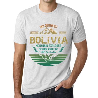Мужская винтажная футболка Футболка с рисунком Mountain Explorer Bolivia Vintage White