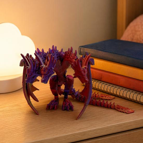 Nostalgie 3D Printed Dragon Figurine with Movable Joints, Flexible Articulated Toy, Desk Ornament, Creative Gift for Lovers, Boys, Shelf Decor