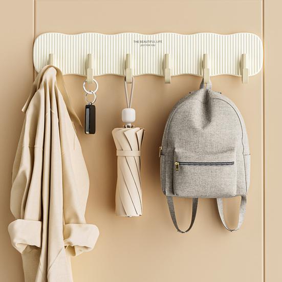 Настенный крючок без ударов, большая несущая способность, противоскользящие 6 крючков, водонепроницаемая вешалка для кухонных полотенец для ванной комнаты, шляпа, сумка на плечо, настенный органайзер