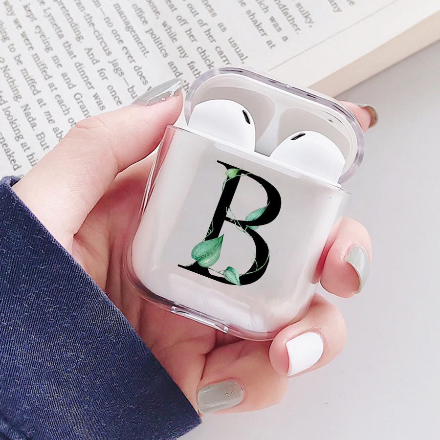 Чехол для AirPods с тропическими листьями и 26 буквами алфавита для Apple Airpods 3 Pro, защитный чехол для гарнитуры, прозрачный чехол для зарядки