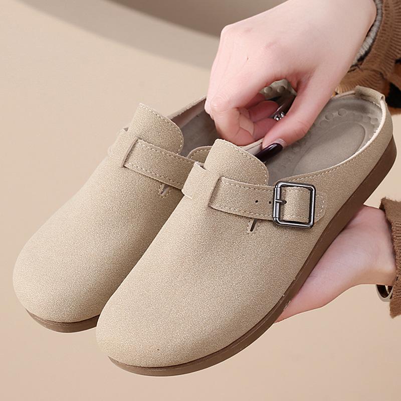 New Soft-soled Retro Flip-top Half-slipper Women's Shoes Mom Shoes One-foot Single Shoes