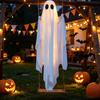 Outdoor Halloween Decorations Hanging Swing Ghost Decoration, Light Up Large Spooky Props on A for Outside Garden Yard Porch Tree Decor Easy Assembly