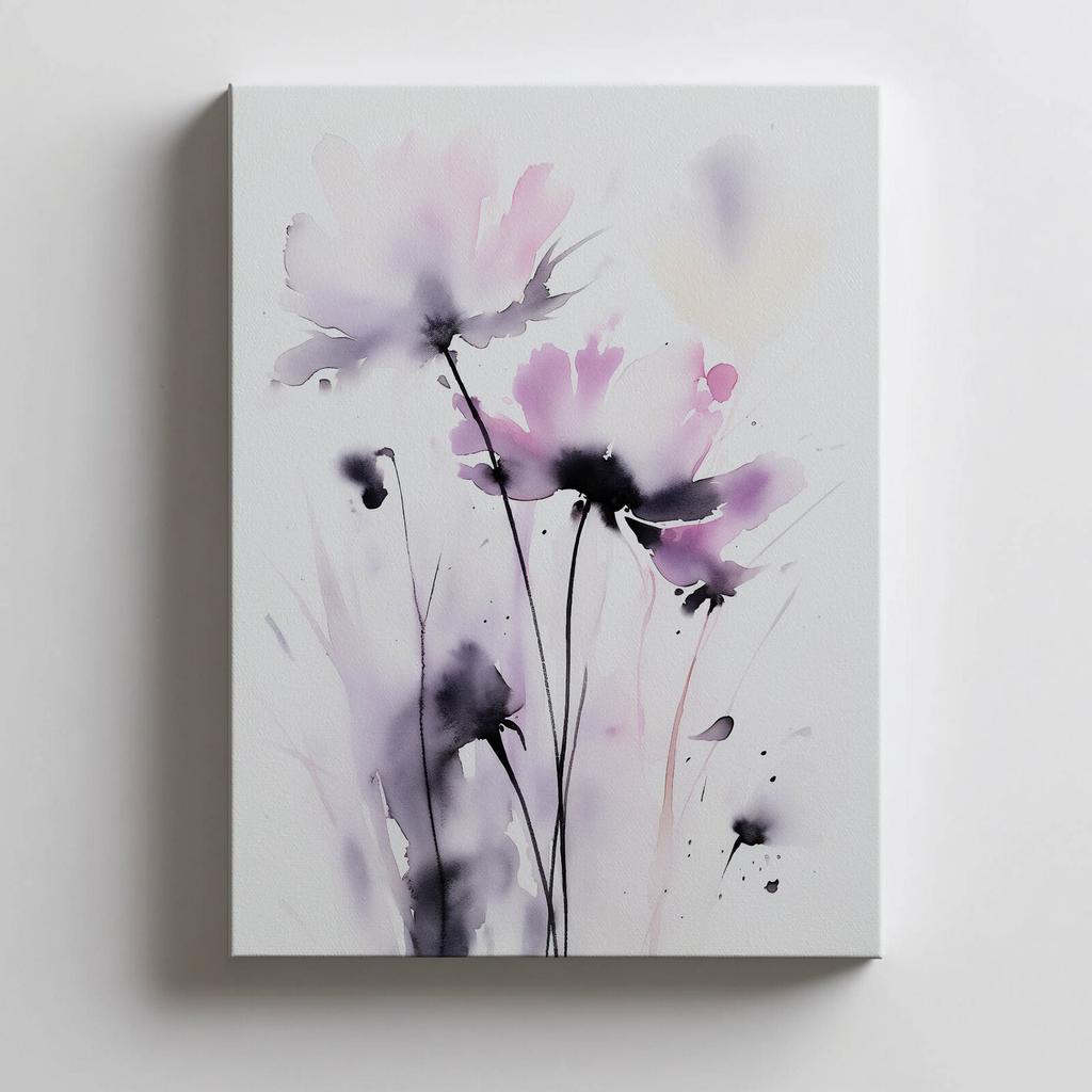 Delikatne Kwiaty Akwarelowe Delikatne Kwiaty Akwarelowe, 50X70 Cm, Rama Aluminiowa Czarna, Papier Matowy 230 Gsm