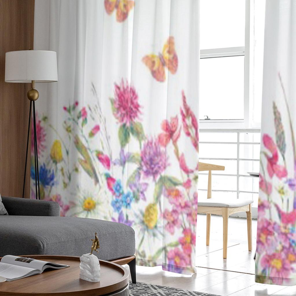 Прозрачная занавеска с бабочками, ромашками и цветами для гостиной, спальни, вуаль, занавески для окон, занавески из органзы, вечерние тюлевые шторы