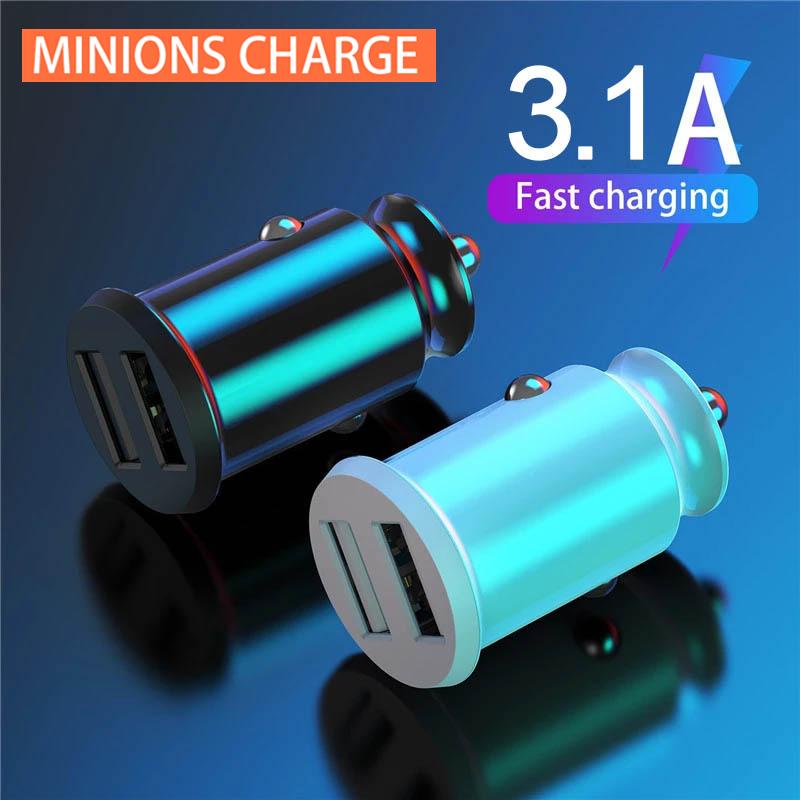 Автомобильное зарядное устройство Mini Usb с 2 портами, 15 Вт, быстрая зарядка Qc, разъем для зарядки телефона для Iphone 13 12 Ipad Airpods Huawei Samsung Xiaomi 11 Lg