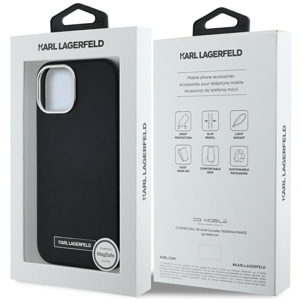 Karl Lagerfeld FW Metal Plate MagSafe Case for iPhone 15 Black