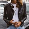 Spring Autumn Women Punk Leather Jacket PU Faux Leather Jackets Basic Bomber Leather Motorcycle Black Coat Plus Size