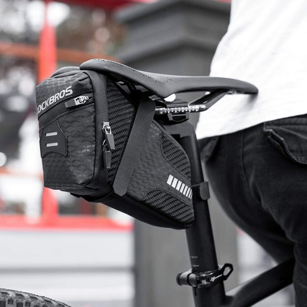 ROCKBROS Saddle Bicycle Road Bike Frame Large Capacity Reflective Taillight Attachment Waterproof Easy Hybrid Cycling Bag, Bag, Bag, 1.5L, Material,